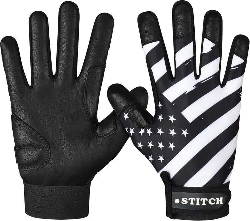 Dot Stitch Batting Gloves - American Flag & USA Flag Baseball & Softball Gloves for Youth, Adult & Unisex - Image 1
